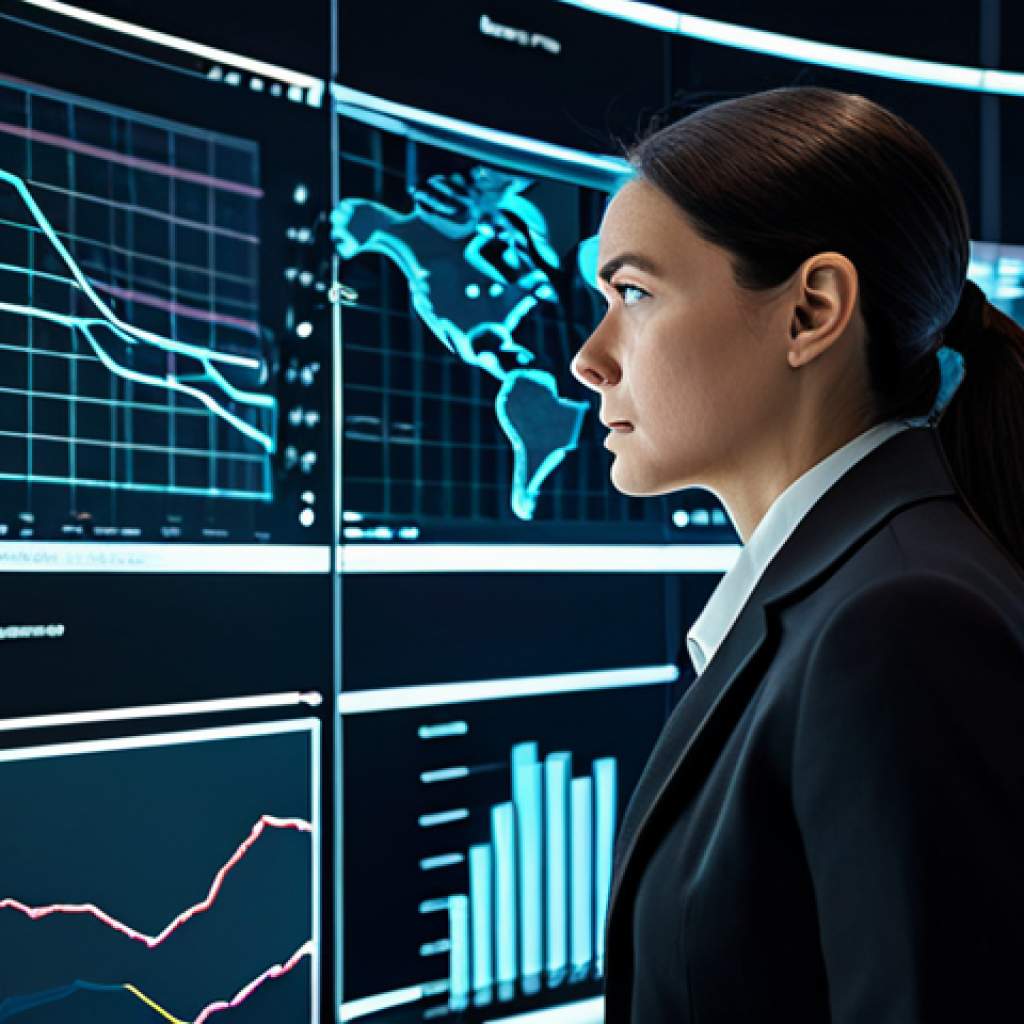 A professional female data strategist in a modest business suit, observing intricate holographic data visualizations of growth curves and resource allocation in a sleek, modern, high-tech command center. The lighting is clean and strategic, emphasizing clarity and focus. The environment is minimalist with abstract elements representing complex systems. The image evokes a sense of deep analysis and strategic planning.