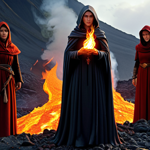 Home 31 Fire Team**
"A powerful sorceress, fully clothed in modest, fire-resistant robes, conjures flames in a volcanic landscape. Molten lava flows in the background. Professional fantasy art, safe for work, appropriate content, fully clothed, perfect anatomy, correct proportions, well-formed hands, proper finger count, natural body proportions, family-friendly, high resolution."
**