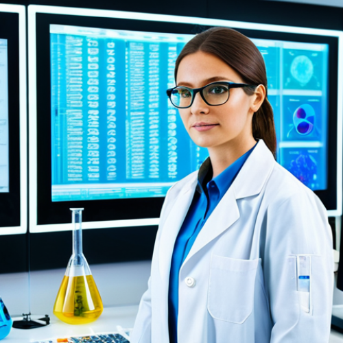 Home 30 **
"A confident female scientist in a bright and modern laboratory, wearing a fully clothed, modest lab coat and safety glasses, appropriate attire, safe for work, perfect anatomy, natural proportions, professional photography, high quality. She is analyzing data on a holographic display. The background includes advanced scientific equipment and colorful chemical solutions. Family-friendly, well-lit."
**