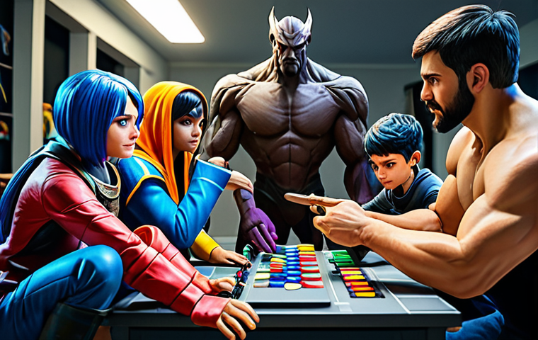 Creative Collaboration**

"A diverse group of artists collaboratively creating fan art inspired by a video game, digital painting, sculpting, and crafting cosplay, art studio setting, vibrant colors, perfect anatomy, correct proportions, natural poses, well-formed hands, proper finger count, safe for work, appropriate content, fully clothed, family-friendly."

**