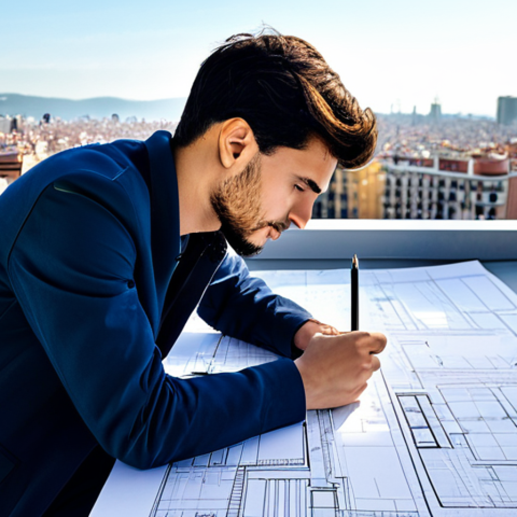 리버스 1999 파트너십 캠페인 - **Prompt:** A young architect, fully clothed in a stylish but modest outfit, reviewing blueprints on...