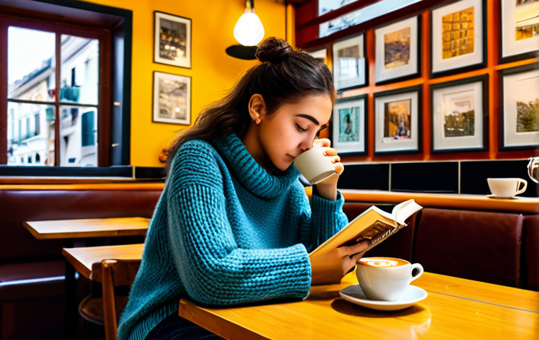 리버스 1999 데일리 로그인 보너스 - Cozy Cafe Scene**

"A young woman, fully clothed in a stylish, modest sweater and jeans, sits at a t...