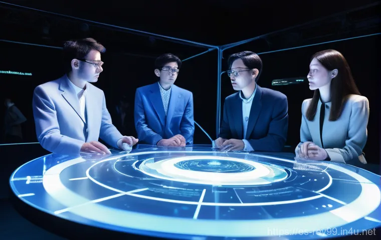 리버스 1999 팬과의 협력 콘텐츠 - **Vibrant Community Creative Hub:** A diverse group of young adults, fully clothed in stylish, anach...