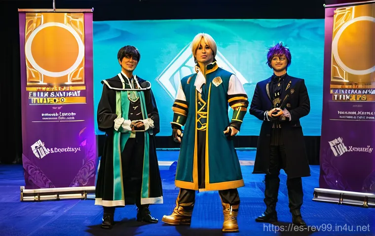 리버스 1999 팬과의 협력 콘텐츠 - **Global Strategic Nexus:** Four diverse individuals, fully clothed in elegant yet practical attire ...