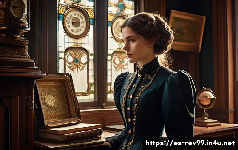 리버스 1999 배경 아트북 공개 - **Victorian Enigma in a Surreal Study**
    "A young woman, with a thoughtful and slightly melanchol...