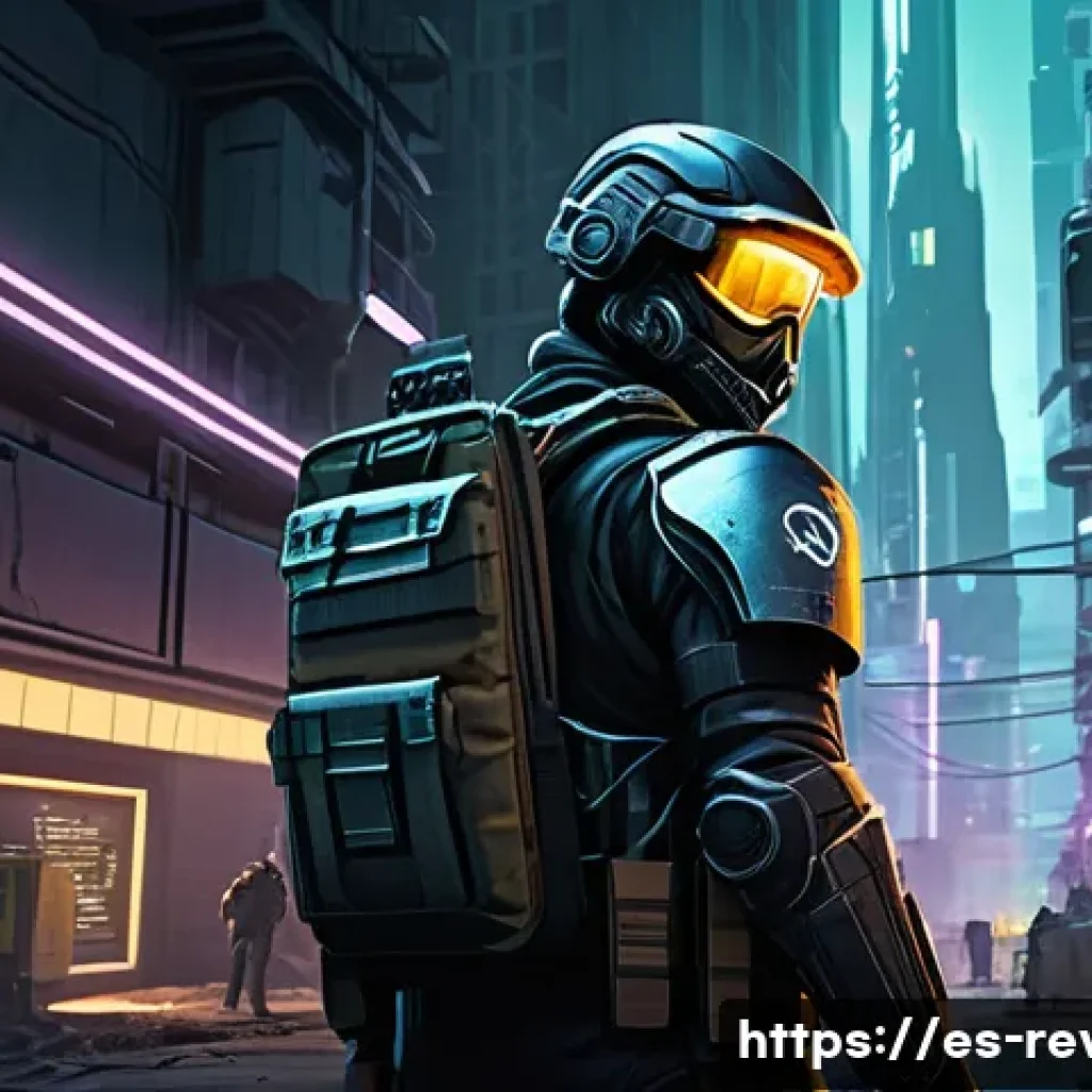 리버스 1999 고급 유저 가이드 - A detailed digital illustration of a futuristic urban map exploration scene set in a dystopian city ...