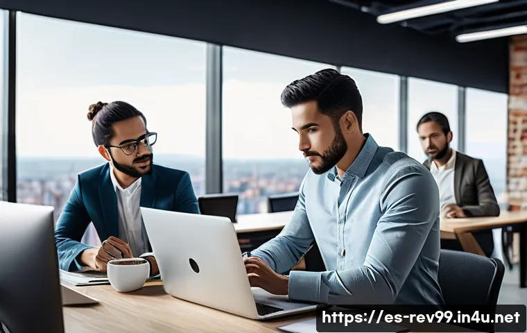 리버스 1999 튜토리얼 통계 - A modern digital workspace scene featuring a diverse group of young Latin American and Spanish profe...