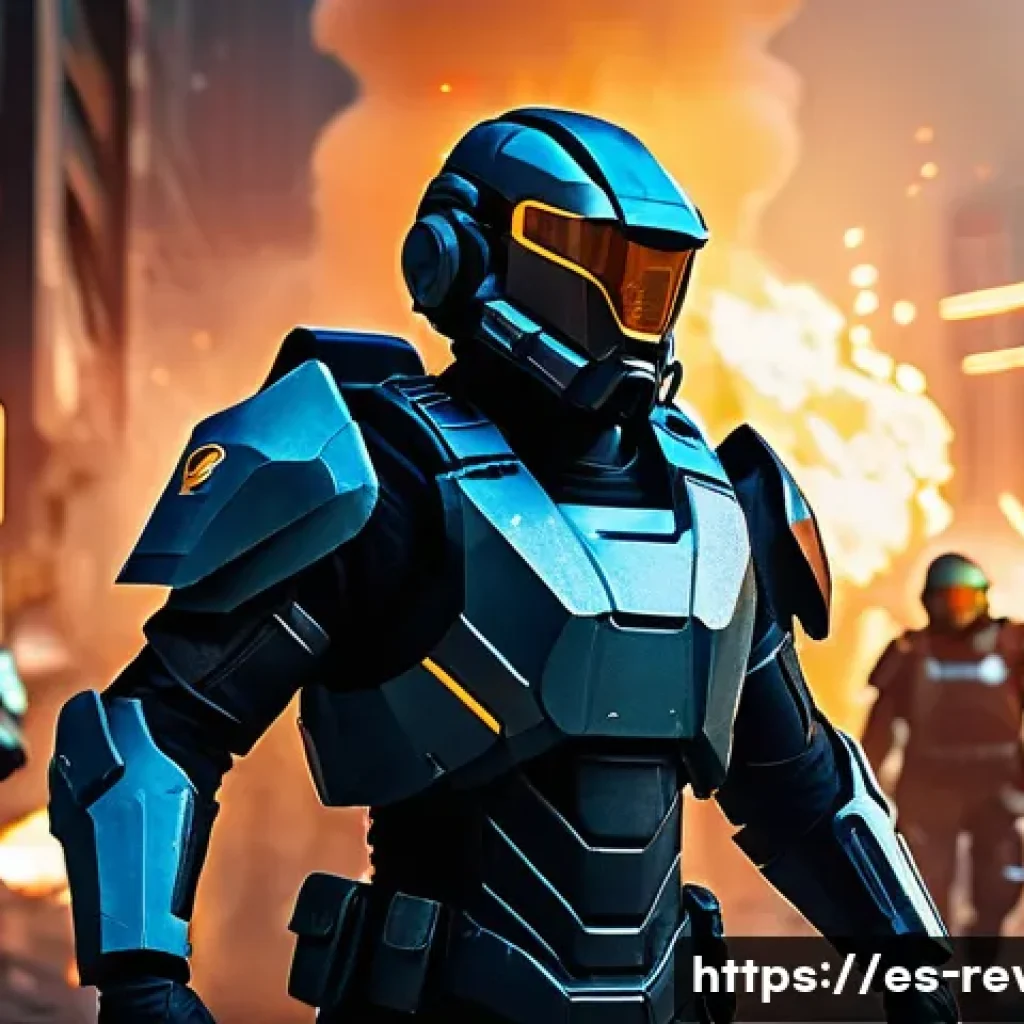 리버스 1999 메타 최적의 클래스 - A dynamic battle scene featuring a tactical Vanguard class character in futuristic armor, standing f...