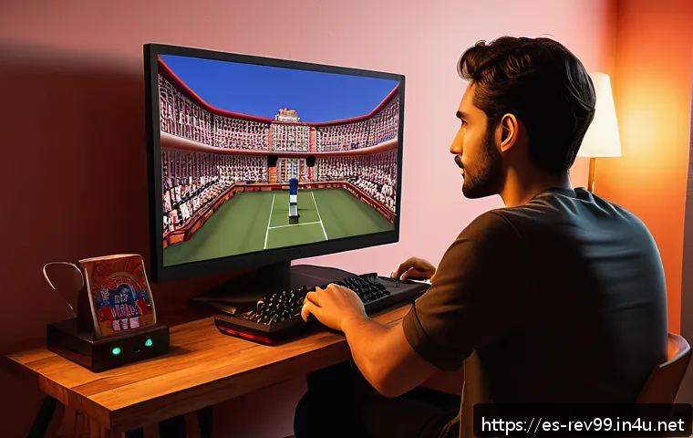 리버스 1999 신규 플레이어 팁 - A detailed gaming setup scene featuring a Spanish-speaking player in a cozy room decorated with loca...