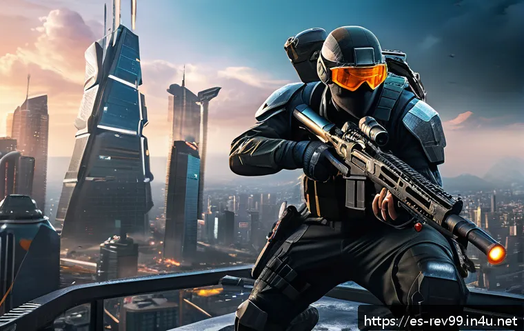 리버스 1999 게임 내 직업별 차이 - A dynamic battle scene set in a futuristic urban map with diverse terrain, showcasing a team of five...