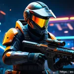 리버스 1999 등급별 장비 추천 - A dynamic scene featuring a beginner gamer character in a futuristic virtual battlefield, equipped w...