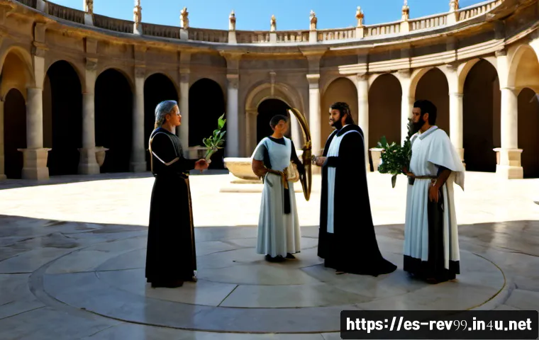 리버스 1999 캐릭터 별 속성 이해 - Photorealistic fantasy character comparison scene, six distinct adult heroes standing in a graceful ...
