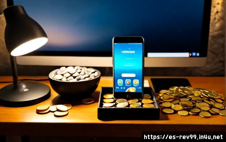 리버스 1999 게임 내 초보자 패키지 - Photorealistic cozy gaming desk scene for a beginner mobile game starter bundle concept, smartphone ...